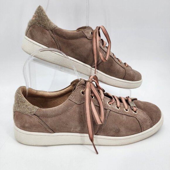 UGG Milo Suede Leather Taupe Fashion Sneakers Women's Shoes Low Top 9.5 - Picture 2 of 10